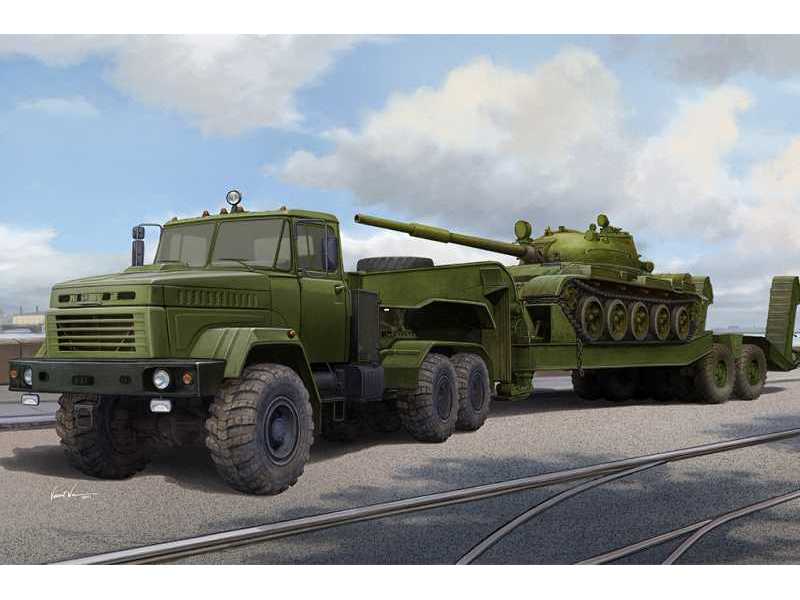 Ciągnik KrAZ-6446 z naczepą MAZ/ChMZAP-5247G z czołgiem T-62 - zdjęcie 1