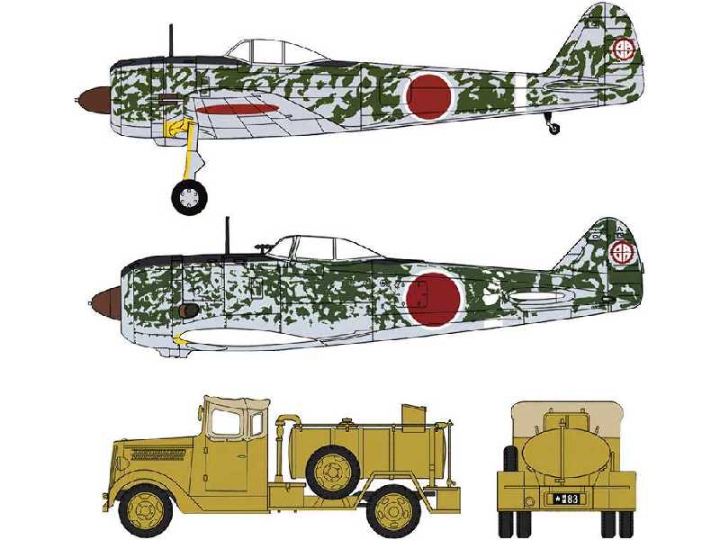 Nakajima Ki43-II & Ki44-II with Fuel Truck - 2 modele - zdjęcie 1 Nakajima Ki43-II & Ki44-II with Fuel Truck - 2 modele - zdjęcie 1