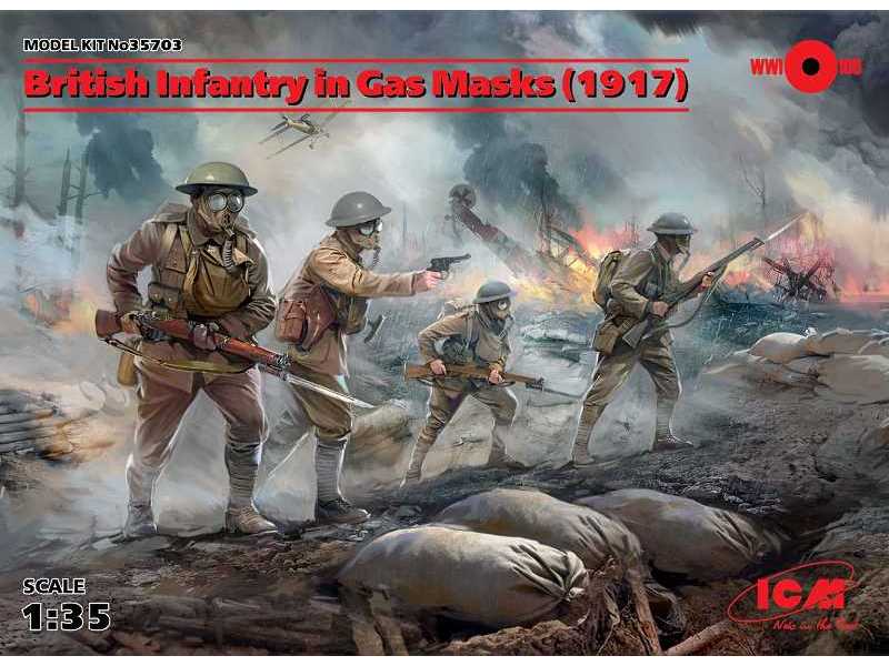 Brytyjska piechota w maskach gazowych - 1917 - zdjęcie 1 Brytyjska piechota w maskach gazowych - 1917 - zdjęcie 1