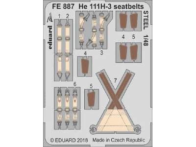 He 111H-3 seatbelts STEEL 1/48 - Icm - zdjęcie 1