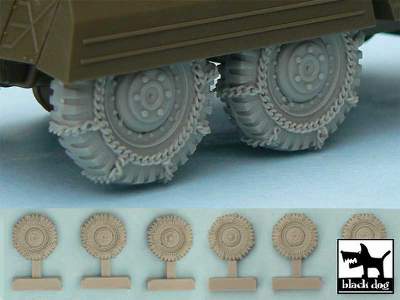 M 8 / M 20 Snowchained Wheels Set For Tamiya Kits, 6 Resin Parts - zdjęcie 1