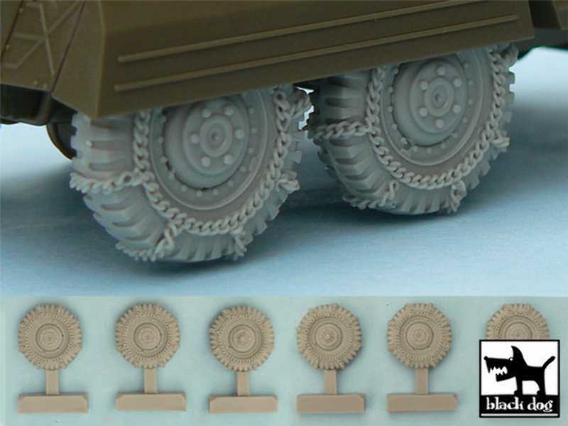 M 8 / M 20 Snowchained Wheels Set For Tamiya Kits, 6 Resin Parts - zdjęcie 1