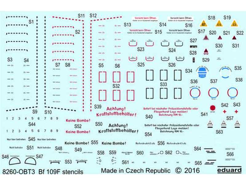 Bf 109F stencils 1/48 - Eduard - zdjęcie 1 Bf 109F stencils 1/48 - Eduard - zdjęcie 1