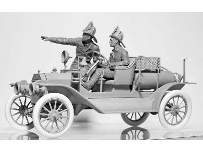 Amerykańska załoga samochodu strażackiego - 1910 r. - zdjęcie 2