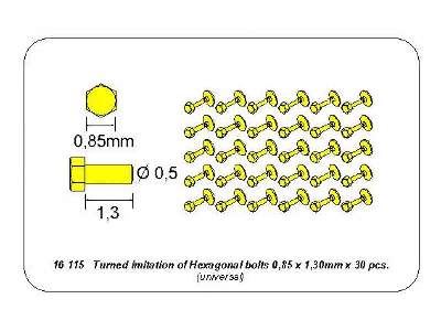 Toczone mosiężne imitacje śrub 0,85 x 1,30 mm x 30 szt. - zdjęcie 5