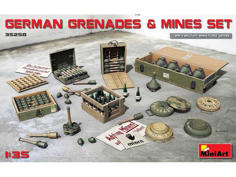 Niemieckie granaty i miny, koktajle Mołotowa i skrzynki drewn. - zdjęcie 1