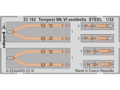 Tempest Mk. VI seatbelts STEEL 1/32 - Special Hobby - zdjęcie 1