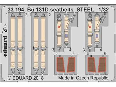 Bü 131D seatbelts STEEL 1/32 - Icm - zdjęcie 1