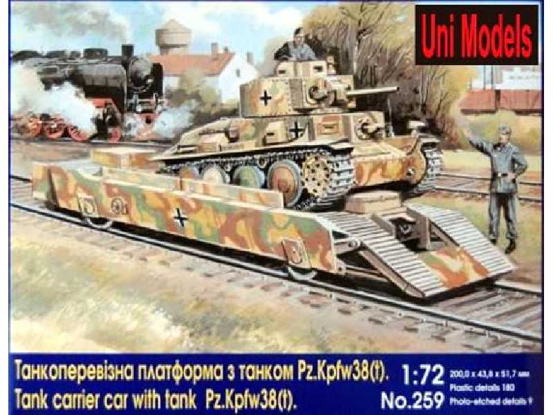Platforma do przewozu czołgów z czołgiem Pz.Kpfw38(t) - zdjęcie 1 Platforma do przewozu czołgów z czołgiem Pz.Kpfw38(t) - zdjęcie 1