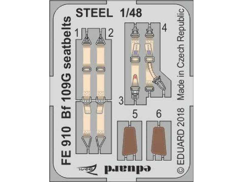 Bf 109G seatbelts STEEL 1/48 - zdjęcie 1