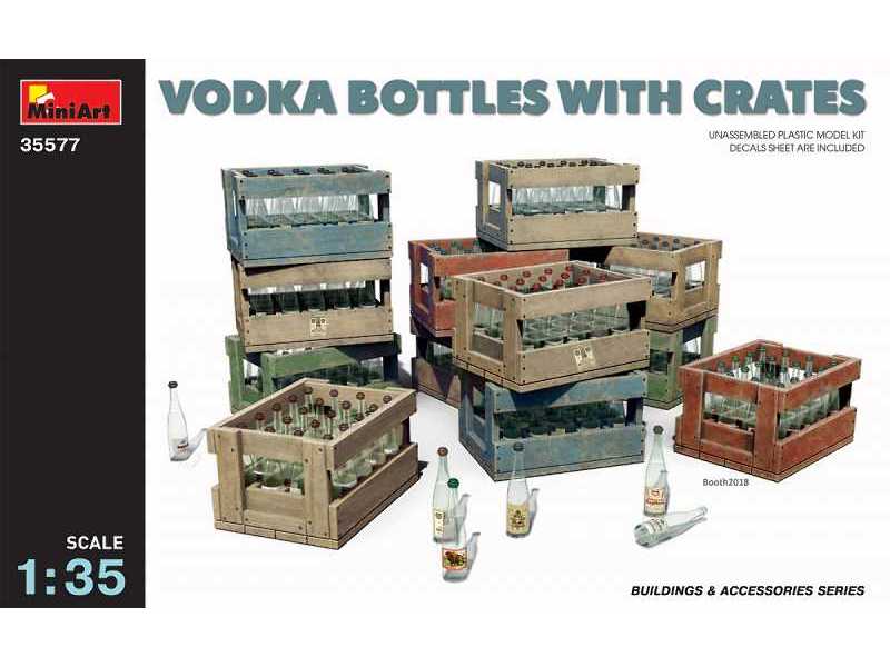 Butelki na wódkę i skrzynki drewniane - zdjęcie 1