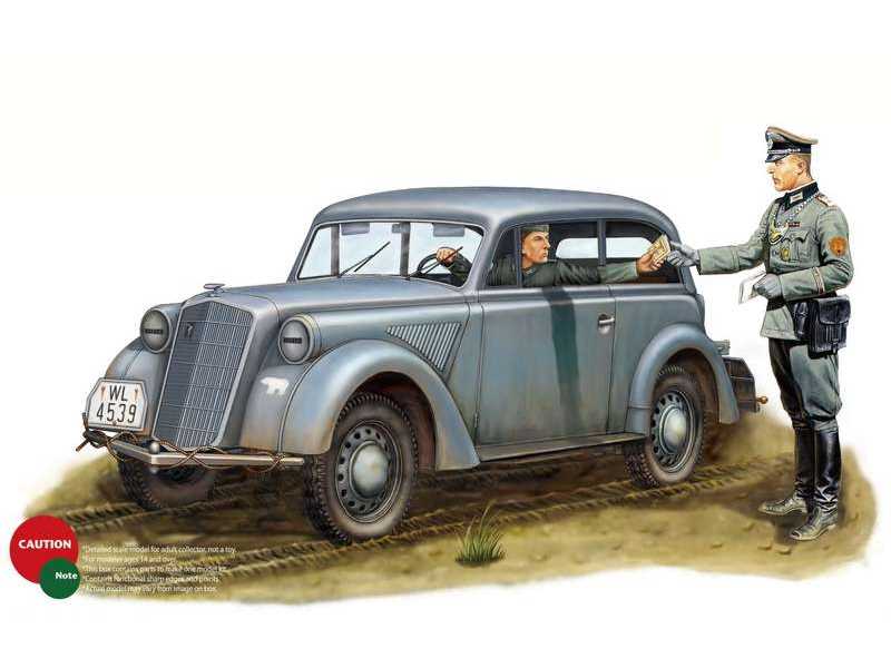Niemiecki samochód sztabowy Opel Stabswagen Model 1937 z załogą - zdjęcie 1 Niemiecki samochód sztabowy Opel Stabswagen Model 1937 z załogą - zdjęcie 1