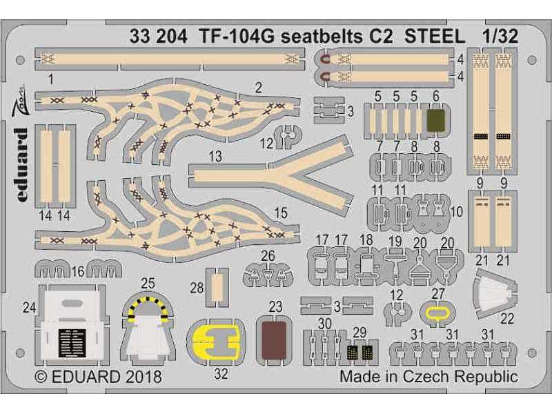 TF-104G seatbelts C2 STEEL 1/32 - zdjęcie 1