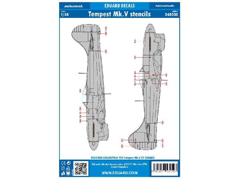 Tempest Mk. V stencils 1/48 - zdjęcie 1 Tempest Mk. V stencils 1/48 - zdjęcie 1