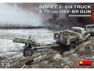 Sowiecka ciężarówka 2t 6x4 z armatą polową 76mm USV-BR  - zdjęcie 1