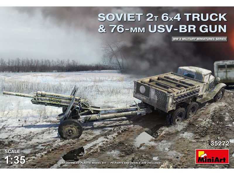 Sowiecka ciężarówka 2t 6x4 z armatą polową 76mm USV-BR - zdjęcie 1 Sowiecka ciężarówka 2t 6x4 z armatą polową 76mm USV-BR - zdjęcie 1