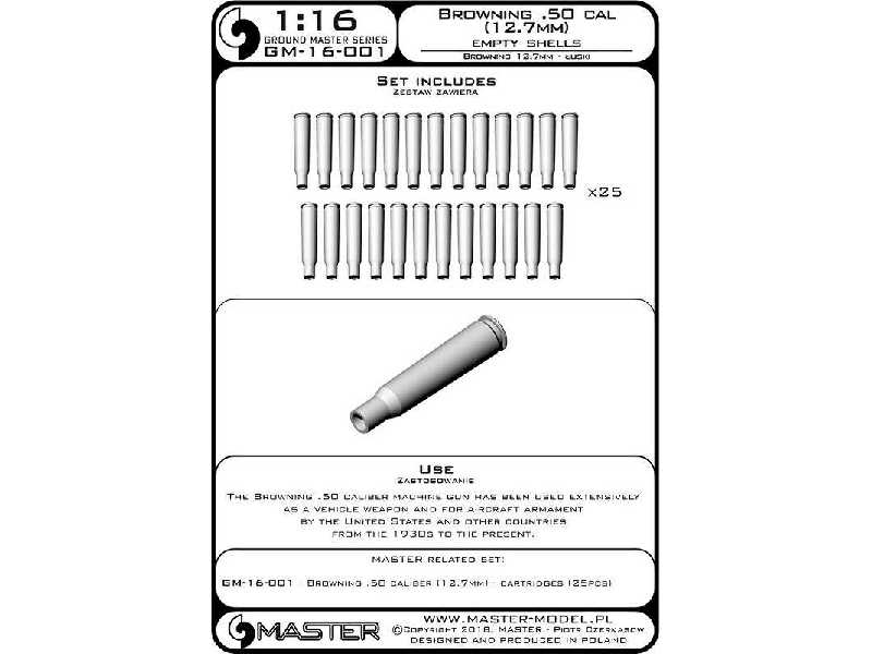 Browning .50 Caliber (12,7mm) - Łuski (25sztuk) - zdjęcie 1