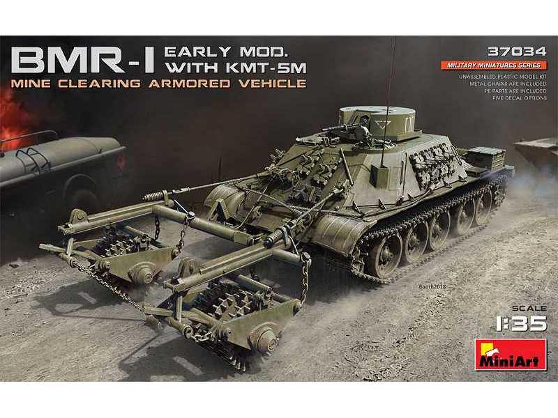 BMR-1 z trałem KMT-5M pojazd rozminowania pola walki (Su-122-54) - zdjęcie 1 BMR-1 z trałem KMT-5M pojazd rozminowania pola walki (Su-122-54) - zdjęcie 1