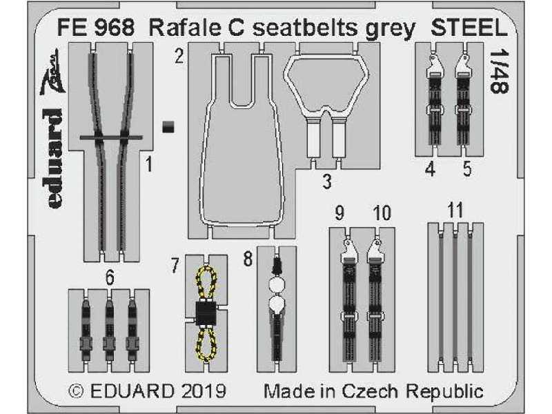 Rafale C seatbelts grey STEEL 1/48 - zdjęcie 1