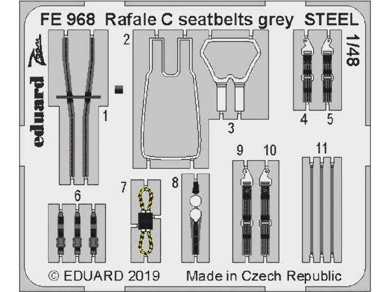 Rafale C seatbelts grey STEEL 1/48 - zdjęcie 1 Rafale C seatbelts grey STEEL 1/48 - zdjęcie 1