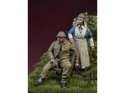 WWii Belgian Nurse With Wounded Bef Soldier, Belgium 1940 - zdjęcie 4