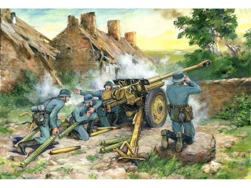 Niemieckie działo p-panc 7,62 cm Pak 36 (r) z obługą - zdjęcie 1 Niemieckie działo p-panc 7,62 cm Pak 36 (r) z obługą - zdjęcie 1
