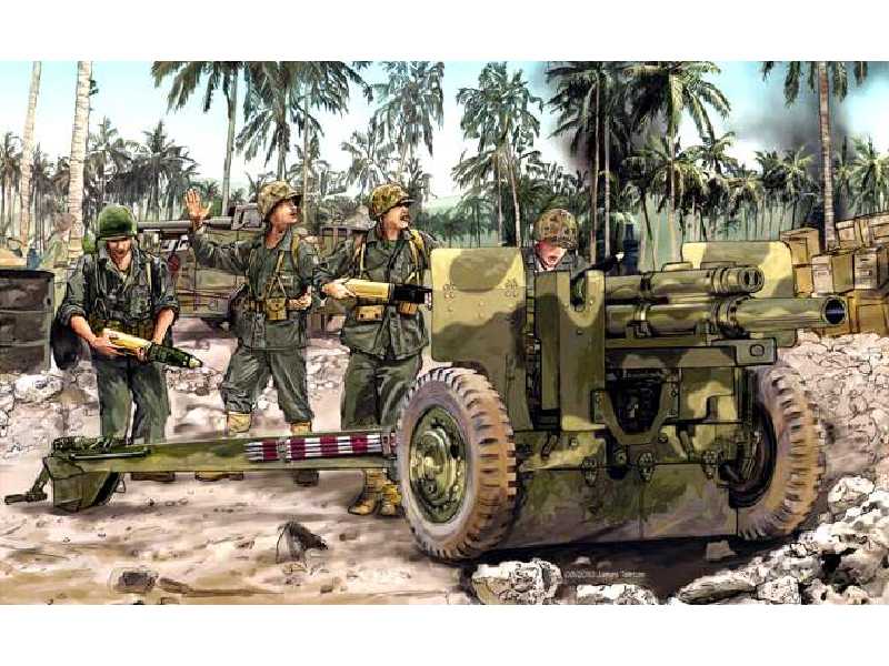 Haubica 105mm M2A1 z przodkiem M2A2 i obsługą - zdjęcie 1 Haubica 105mm M2A1 z przodkiem M2A2 i obsługą - zdjęcie 1