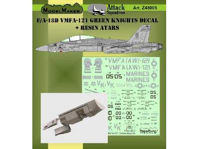 F/A-18d Vmfa-121 Green Knights Decal + Resin Atars - zdjęcie 1