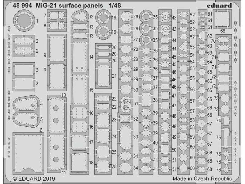 MiG-21 surface panels 1/48 - zdjęcie 1 MiG-21 surface panels 1/48 - zdjęcie 1