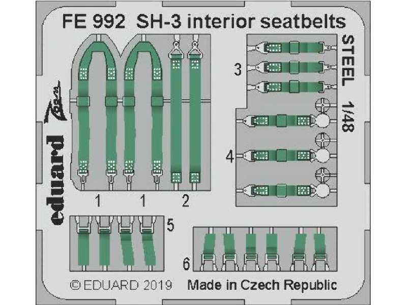 SH-3 interior seatbelts STEEL 1/48 - zdjęcie 1