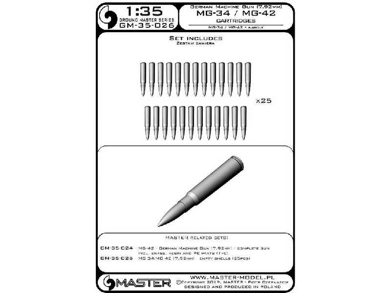Mg-34/Mg-42 (7.92mm) - Naboje (25sztuk) - zdjęcie 1