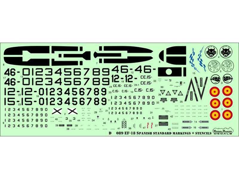 F/A-18 Spain Standard Markings + Stencils - zdjęcie 1 F/A-18 Spain Standard Markings + Stencils - zdjęcie 1
