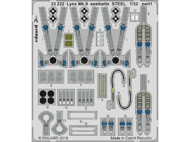 Lynx Mk.8 seatbelts STEEL 1/32 - zdjęcie 1 Lynx Mk.8 seatbelts STEEL 1/32 - zdjęcie 1
