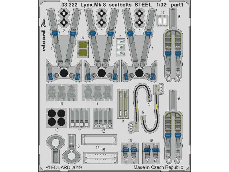 Lynx Mk.8 seatbelts STEEL 1/32 - zdjęcie 1