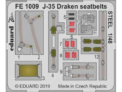J-35 Draken seatbelts STEEL 1/48 - zdjęcie 1