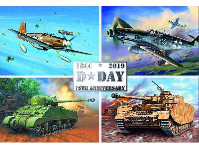 Zestaw 75 lat D-Day - 2 samoloty, 2 czołgi, diorama - zdjęcie 2