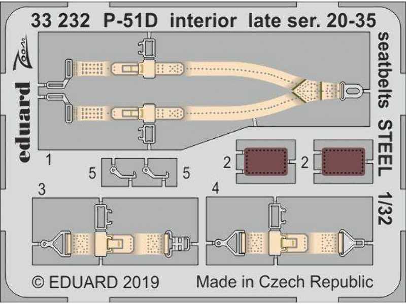 P-51D interior late ser. 20-35 seatbelts STEEL 1/32 - zdjęcie 1 P-51D interior late ser. 20-35 seatbelts STEEL 1/32 - zdjęcie 1