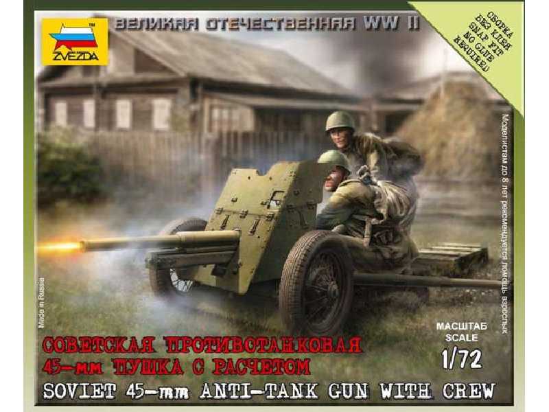Sowieckie działo przeciwpancerne 45 mm z obsługą - zdjęcie 1