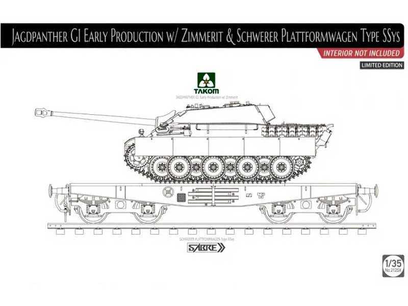Jagdpanther G1 wczesny z zimmeritem na platformie kolejowej SSys - zdjęcie 1