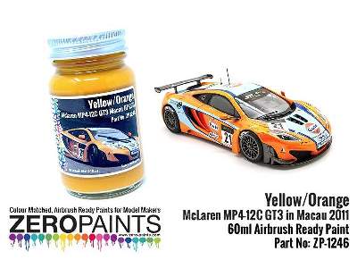 1246 Yellow/Orange Paint Mclaren Mp4-12c Gt3 In Macau 2011 (For  - zdjęcie 1