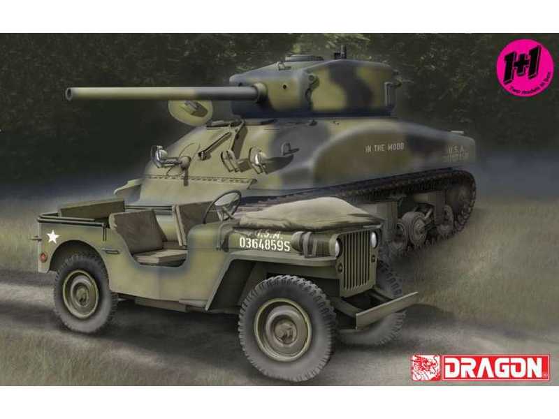 U.S. 1/4-Ton 4x4 Truck + Sherman M4A1(76)W VVSS - zdjęcie 1 U.S. 1/4-Ton 4x4 Truck + Sherman M4A1(76)W VVSS - zdjęcie 1