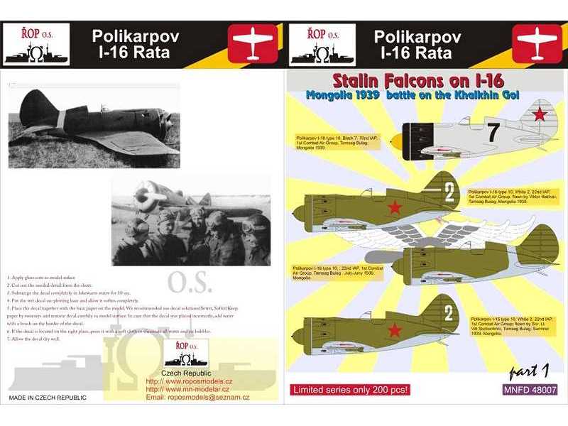 Polikarpov I-16 Rata - Stalin's Falcons On I-16 - zdjęcie 1