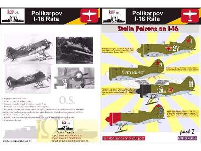 Polikarpov I-16 Rata - Stalin's Falcons On I-16 - zdjęcie 1