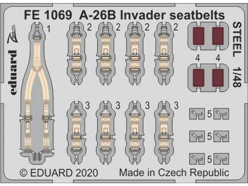 A-26B Invader seatbelts STEEL 1/48 - zdjęcie 1 A-26B Invader seatbelts STEEL 1/48 - zdjęcie 1