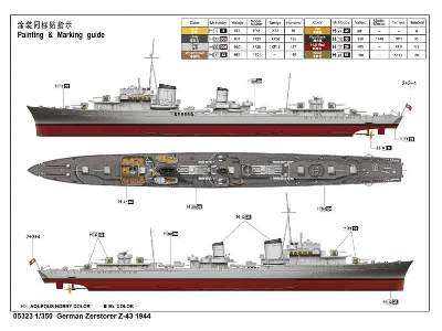 Niemiecki niszczyciel Zerstorer Z-43 - 1944 - zdjęcie 3