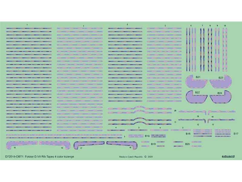 Fokker D. VII rib tapes 4color lozenge 1/72 - zdjęcie 1