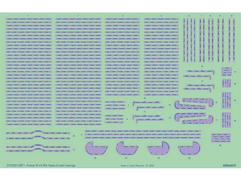 Fokker D. VII rib tapes 5color lozenge 1/72 - zdjęcie 1