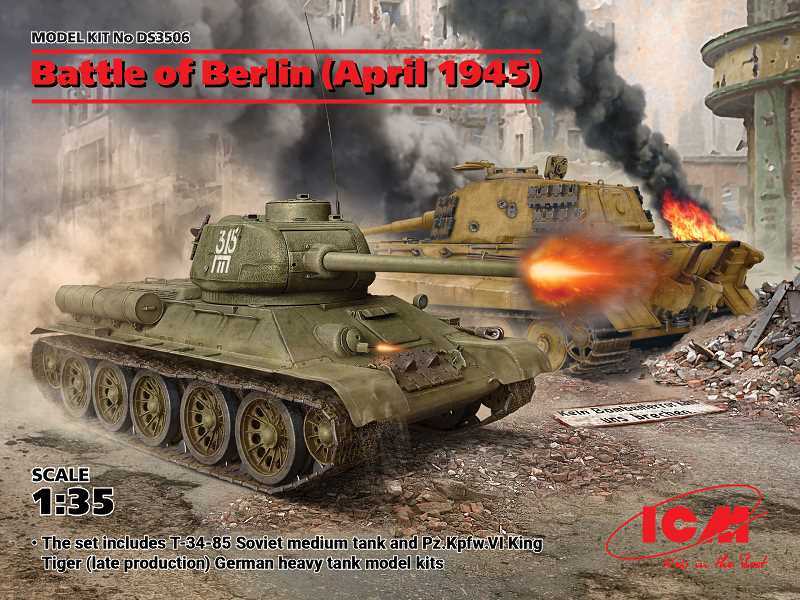 Bitwa o Berlin - kwiecień 1945 - T-34-85, King Tiger - zdjęcie 1