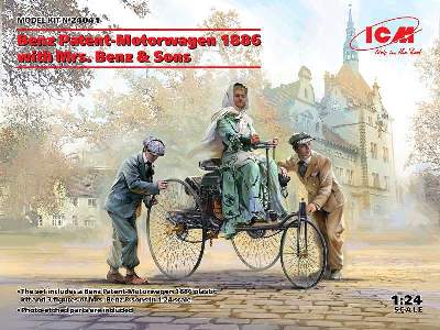 Benz Patent-Motorwagen 1886 z figurkami Carla Benza i synów - zdjęcie 1