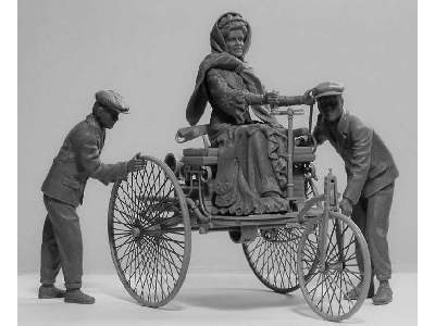 Benz Patent-Motorwagen 1886 z figurkami Carla Benza i synów - zdjęcie 2